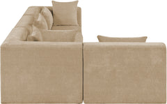Newport Beige 114" Chenille Fabric Upholstered 4-Piece L Shaped Modular Sectional - Ornate Home