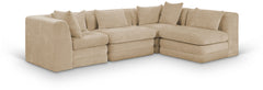Newport Beige 114" Chenille Fabric Upholstered 4-Piece L Shaped Modular Sectional - Ornate Home