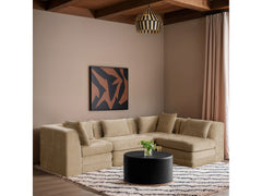 Newport Beige 114" Chenille Fabric Upholstered 4-Piece L Shaped Modular Sectional - Ornate Home