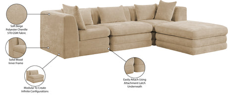 Newport Beige 114" Chenille Fabric Upholstered 4-Piece Modular Sectional - Ornate Home