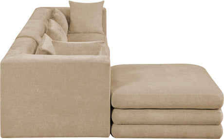 Newport Beige 114" Chenille Fabric Upholstered 4-Piece Modular Sectional - Ornate Home