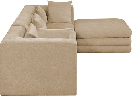 Newport Beige 114" Chenille Fabric Upholstered 4-Piece Modular Sectional - Ornate Home