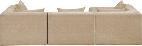 Newport Beige 114" Chenille Fabric Upholstered 4-Piece Modular Sectional - Ornate Home
