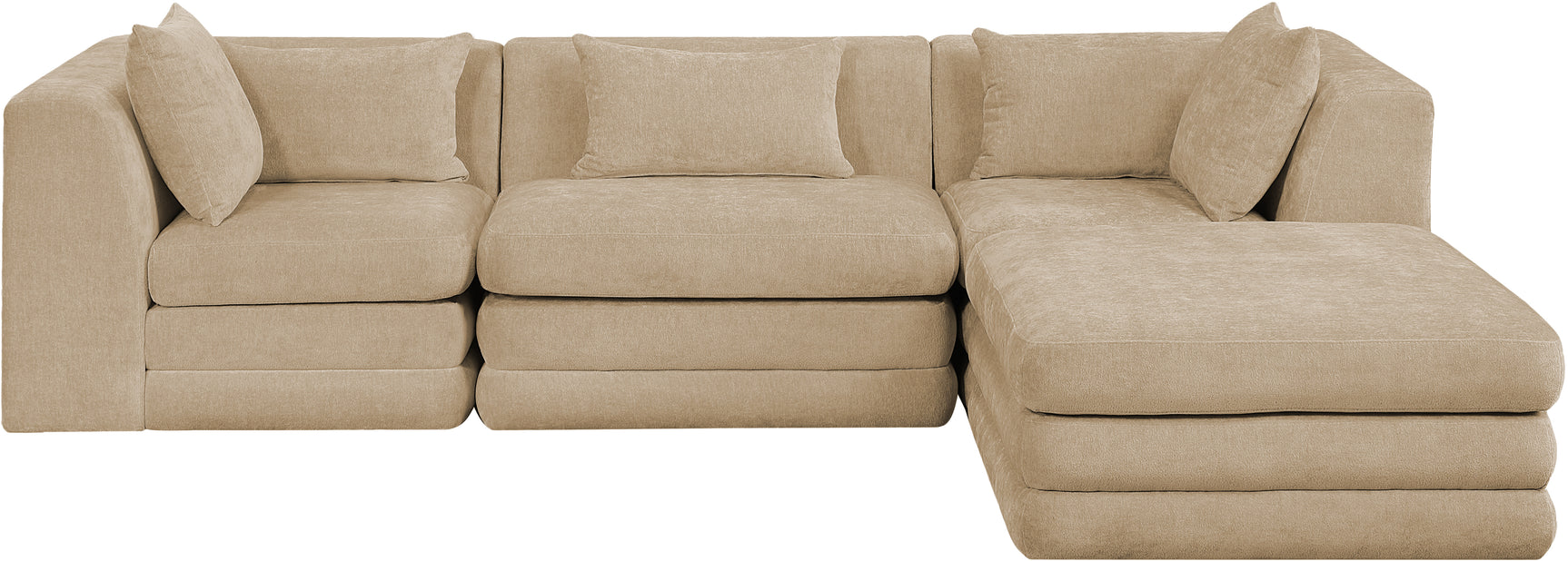 Newport Beige 114" Chenille Fabric Upholstered 4-Piece Modular Sectional - Ornate Home