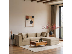 Newport Beige 114" Chenille Fabric Upholstered 4-Piece Modular Sectional - Ornate Home