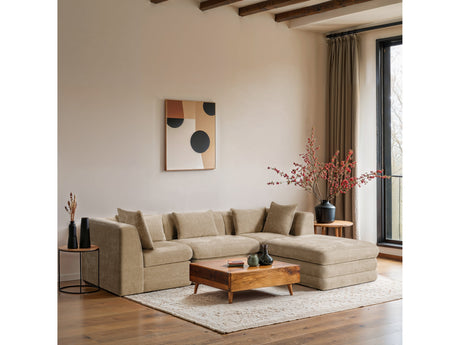 Newport Beige 114" Chenille Fabric Upholstered 4-Piece Modular Sectional - Ornate Home