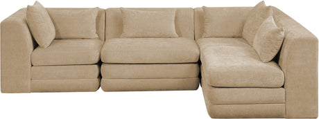 Newport Beige 114" Chenille Fabric Upholstered 4-Piece Modular Sectional - Ornate Home