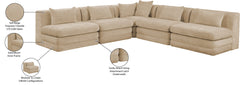 Newport Beige 114" Chenille Fabric Upholstered 5-Piece Armless Modular Sectional - Ornate Home