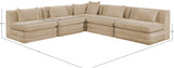 Newport Beige 114" Chenille Fabric Upholstered 5-Piece Armless Modular Sectional - Ornate Home