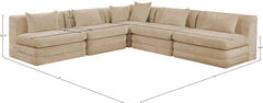 Newport Beige 114" Chenille Fabric Upholstered 5-Piece Armless Modular Sectional - Ornate Home