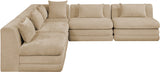Newport Beige 114" Chenille Fabric Upholstered 5-Piece Armless Modular Sectional - Ornate Home