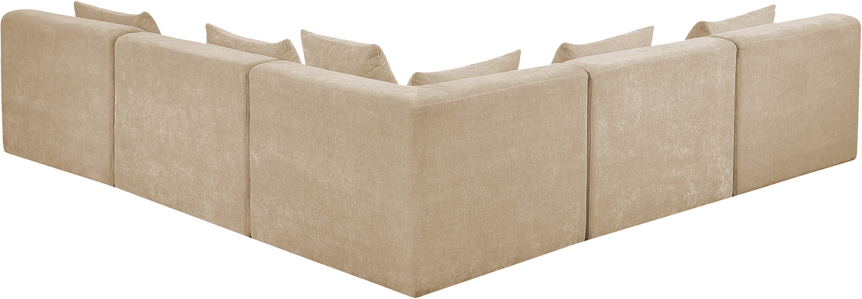 Newport Beige 114" Chenille Fabric Upholstered 5-Piece Armless Modular Sectional - Ornate Home