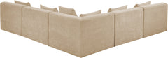 Newport Beige 114" Chenille Fabric Upholstered 5-Piece Armless Modular Sectional - Ornate Home