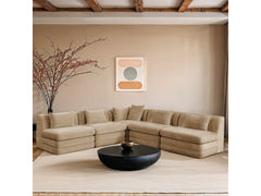 Newport Beige 114" Chenille Fabric Upholstered 5-Piece Armless Modular Sectional - Ornate Home