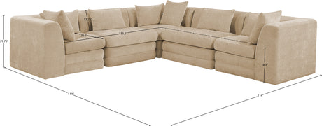Newport Beige 114" Chenille Fabric Upholstered 5-Piece Modular Sectional - Ornate Home