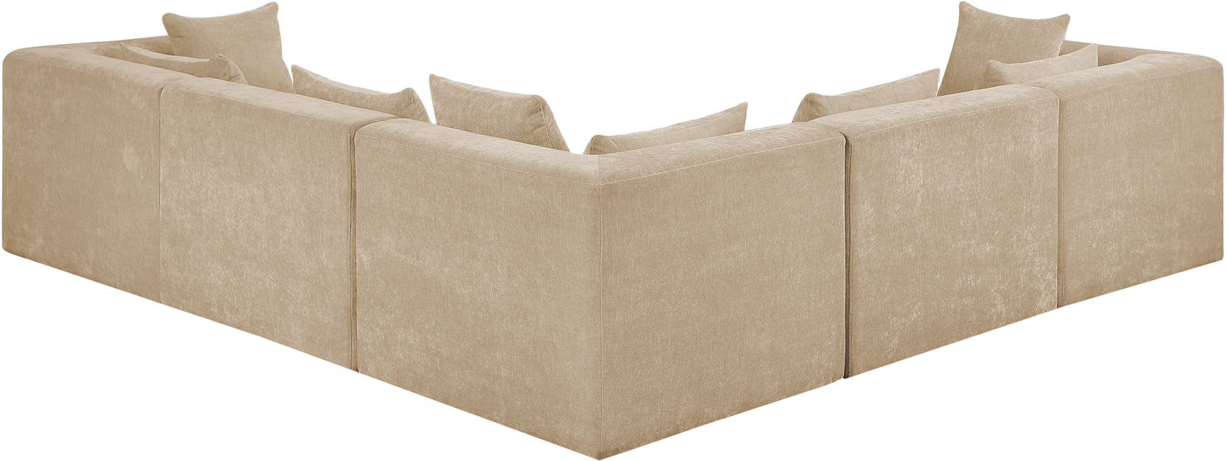 Newport Beige 114" Chenille Fabric Upholstered 5-Piece Modular Sectional - Ornate Home