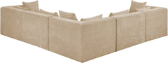 Newport Beige 114" Chenille Fabric Upholstered 5-Piece Modular Sectional - Ornate Home