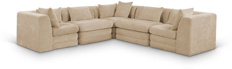 Newport Beige 114" Chenille Fabric Upholstered 5-Piece Modular Sectional - Ornate Home