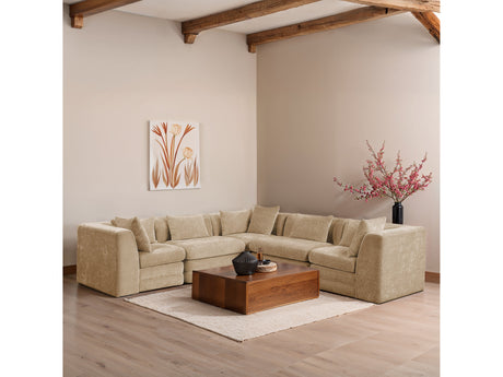 Newport Beige 114" Chenille Fabric Upholstered 5-Piece Modular Sectional - Ornate Home