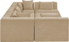 Newport Beige 114" Chenille Fabric Upholstered 6-Piece Modular Sectional - Ornate Home