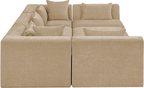 Newport Beige 114" Chenille Fabric Upholstered 6-Piece Modular Sectional - Ornate Home