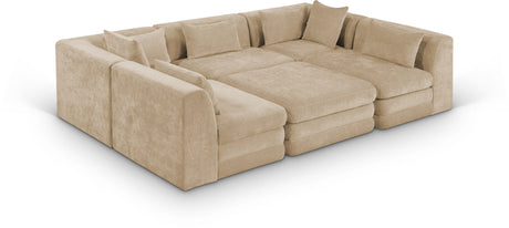 Newport Beige 114" Chenille Fabric Upholstered 6-Piece Modular Sectional - Ornate Home