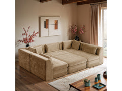 Newport Beige 114" Chenille Fabric Upholstered 6-Piece Modular Sectional - Ornate Home