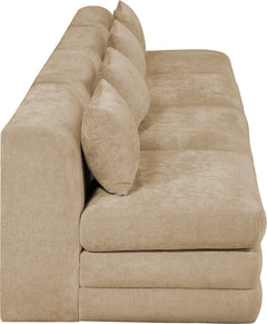 Newport Beige 152" Chenille Fabric Upholstered 4-Piece Armless Modular Sofa - Ornate Home