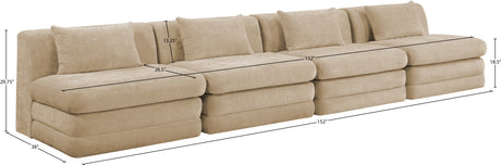 Newport Beige 152" Chenille Fabric Upholstered 4-Piece Modular Sofa - Ornate Home