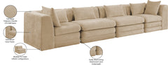 Newport Beige 152" Chenille Fabric Upholstered 4-Piece Modular Sofa - Ornate Home