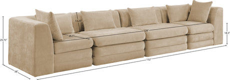Newport Beige 152" Chenille Fabric Upholstered 4-Piece Modular Sofa - Ornate Home