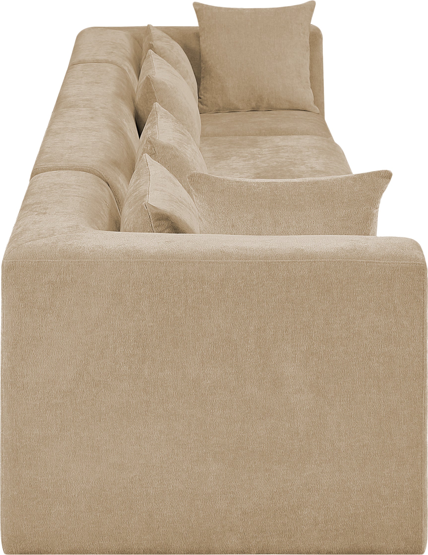 Newport Beige 152" Chenille Fabric Upholstered 4-Piece Modular Sofa - Ornate Home