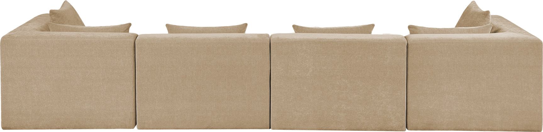 Newport Beige 152" Chenille Fabric Upholstered 4-Piece Modular Sofa - Ornate Home