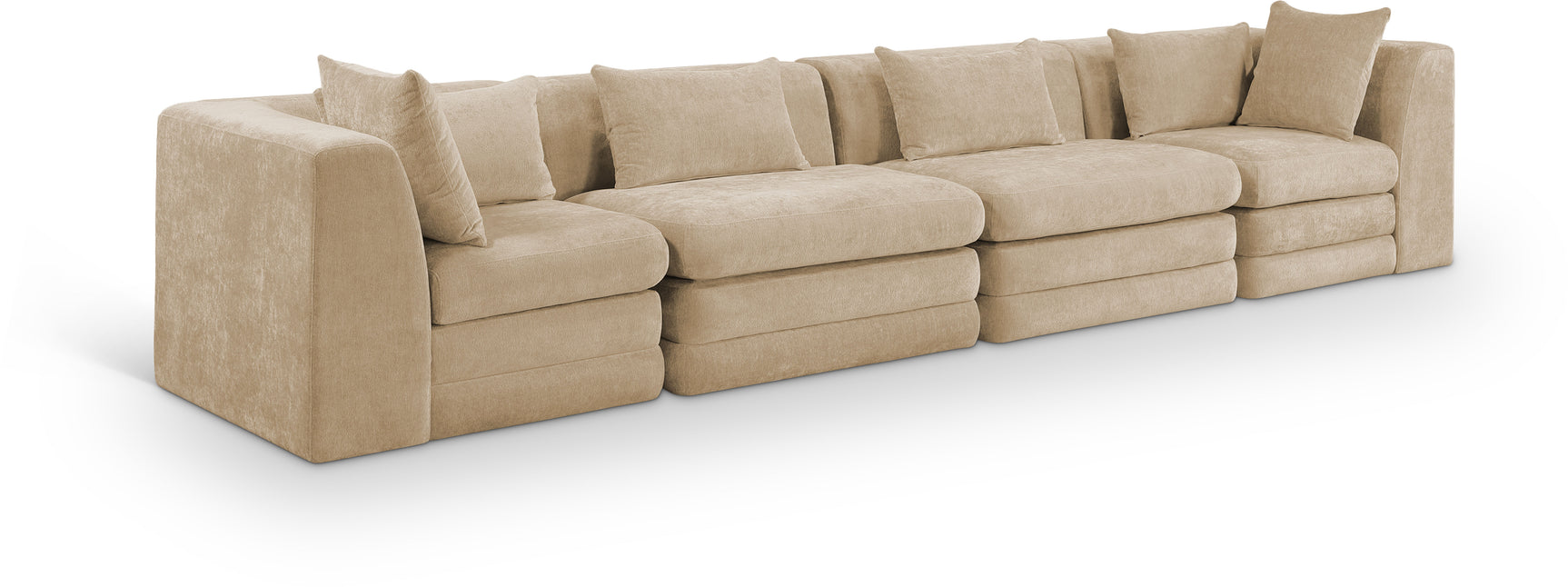 Newport Beige 152" Chenille Fabric Upholstered 4-Piece Modular Sofa - Ornate Home