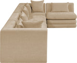 Newport Beige 152" Chenille Fabric Upholstered 5-Piece L Shaped Modular Sectional - Ornate Home