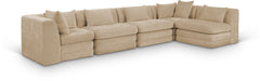 Newport Beige 152" Chenille Fabric Upholstered 5-Piece L Shaped Modular Sectional - Ornate Home