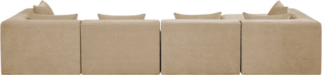Newport Beige 152" Chenille Fabric Upholstered 5-Piece Modular Sectional - Ornate Home