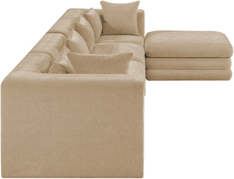 Newport Beige 152" Chenille Fabric Upholstered 5-Piece Modular Sectional - Ornate Home