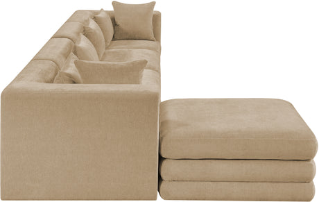 Newport Beige 152" Chenille Fabric Upholstered 5-Piece Modular Sectional - Ornate Home
