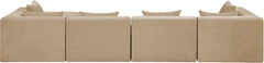Newport Beige 152" Chenille Fabric Upholstered 5-Piece Modular Sectional - Ornate Home