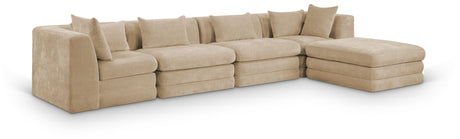 Newport Beige 152" Chenille Fabric Upholstered 5-Piece Modular Sectional - Ornate Home