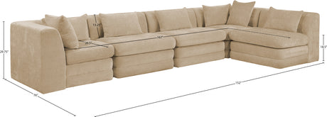 Newport Beige 152" Chenille Fabric Upholstered 5-Piece Modular Sectional - Ornate Home