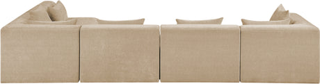 Newport Beige 152" Chenille Fabric Upholstered 5-Piece Modular Sectional - Ornate Home