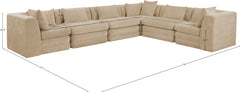 Newport Beige 152" Chenille Fabric Upholstered 6-Piece L Shaped Modular Sectional - Ornate Home