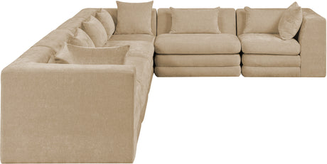 Newport Beige 152" Chenille Fabric Upholstered 6-Piece Modular Sectional - Ornate Home