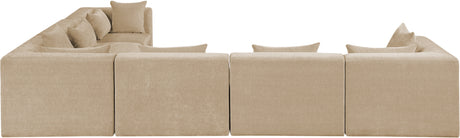 Newport Beige 152" Chenille Fabric Upholstered 6-Piece Modular Sectional - Ornate Home