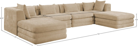 Newport Beige 152" Chenille Fabric Upholstered 6-Piece Modular Sectional - Ornate Home