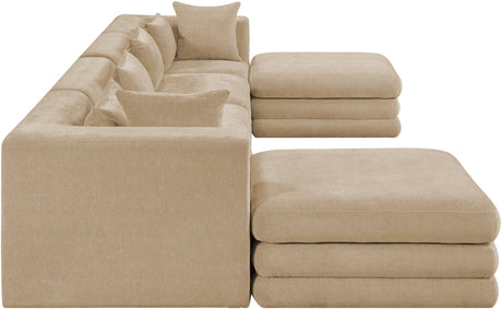 Newport Beige 152" Chenille Fabric Upholstered 6-Piece Modular Sectional - Ornate Home