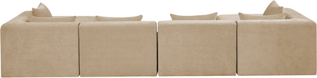 Newport Beige 152" Chenille Fabric Upholstered 6-Piece Modular Sectional - Ornate Home