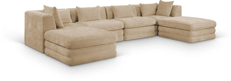 Newport Beige 152" Chenille Fabric Upholstered 6-Piece Modular Sectional - Ornate Home